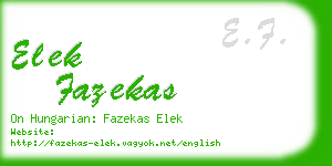 elek fazekas business card